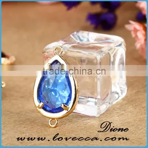 Crystal Bezel Blue Stone Pendant for Earring ,Glass Stone Pendant Whoesale thumbnail-1