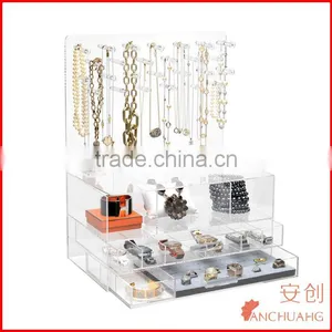 Large Desk Acrylic Jewelry Organizer Display Box thumbnail-1