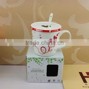 Red Heart Shape Coffee Mug With Spoon in Ceramic thumbnail-1