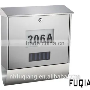 FQ-125 Qualified Solar Led Mailbox With Newspaper Holder and House Number Mailbox thumbnail-1
