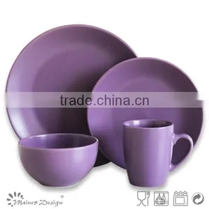 Ceramic Round Shape 16PCS Dinnerware Brown Color thumbnail-2