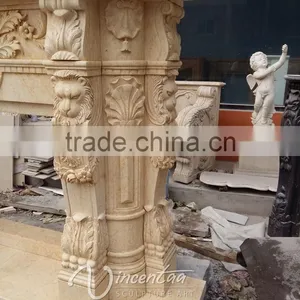 Beige Travertine Morden Indoor Used Decoration Marble Fireplace Mantel for Sale thumbnail-3