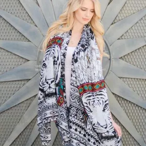 Fashion Animal Printing Polyester Pashmina Scarf Shawl Wraps Factory thumbnail-5