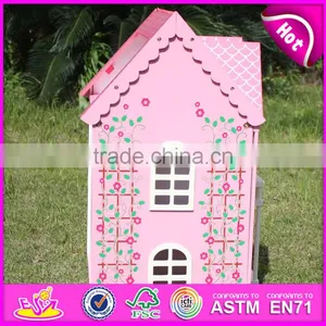 Best Design Pink House Toys Wooden Dollhouse for Girls W06A020 thumbnail-3
