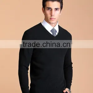 Winter Machine Knitting Wool Yarn for V-neck Men Pullover Knitting Wool ,high Quality Knitting Wool Yarn Men Pullover Sweater thumbnail-3