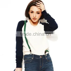 Black and White Raglan Blank Pullover Sweatshirt Top Stitch Sweatshirts thumbnail-1