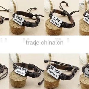 Love Charm Leather Bracelet Love Letter Charm Leather Bangle Custom Charm Leather Bracelet thumbnail-2