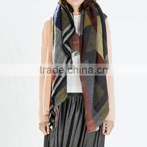 British Wind Spring Model Women Scarf Joint Colors Imitated Cashmere Material 135*145cm Female Cappa thumbnail-5