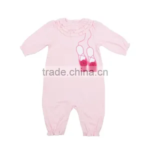 Embroidery Ballet Shoes Newborn Romper Baby Girl Bubble Romper thumbnail-1