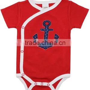 3-6 Months Applique Boat Summer Wear Short Sleeve Newborn Organic Cotton Baby Toddler Clothing Design China thumbnail-2