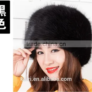 Woman and Man Fashion Fox Faux Fur Russian Hats With Satin Lining/Round Top Unisex Winter Cap Hats thumbnail-6