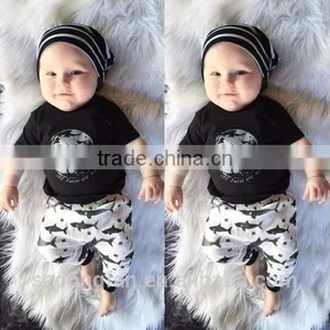 2016 Summer Baby Fashion Style Baby Boy Clothes Set, Baby Girl Clothes Soft and Comfortable T-shirt + Pants 2pcs Sets thumbnail-3
