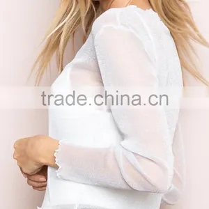 Runwaylover 111 2017 Ladies Sexy Long Sleeve Transparent Blouse thumbnail-6