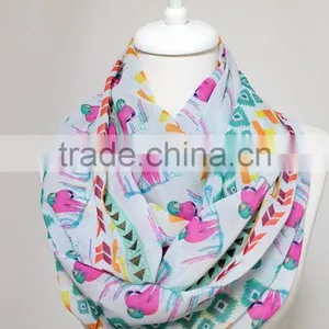 Pink Sloth Pattern Chiffon Infinity Scarf, Circle Scarf, Loop Scarf, Scarves, Shawls, Spring Fall Winter - Summer Fashion Christ thumbnail-2
