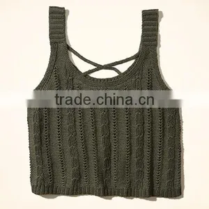 2018 New Fashion Womens Knitted Sleeveless Crochet Top With Wholesale Price thumbnail-6