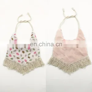 Baby Girl Pink Bibs Fringed Bow Leaf Teething Burp Cloth Reversible Bibs For Newborn First Birthday Gift thumbnail-1