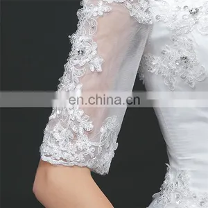 HS1629 2017 Luxury Off-shoulder Long Train Lace Appliqued Puffy Wedding Gowns thumbnail-4