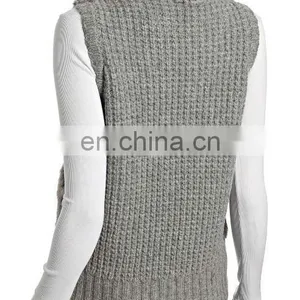 Cutting Genuine Rabbit Fur Knit,zip Front Vest /dyed Gray thumbnail-3