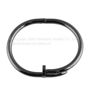 Shinny Black Decorative Stainless Steel Nail Bangles for Women thumbnail-1