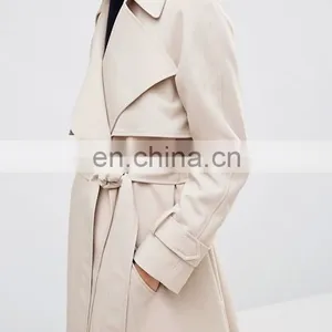 Trench Coat With Sash Belt Dust Coat Ladies Long Coat Design thumbnail-4