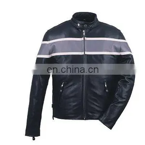 HMB-0476A LEATHER JACKETS MOTORBIKE COATS BLACK BIKER STYLE thumbnail-1