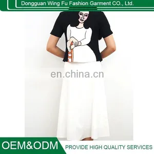 2015 New Fashion Portraits Printed High Waist Slim Skirt Ladies Pleated Skirt Black and White Printing Skirt thumbnail-1