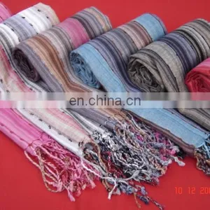 Viscose Stripes Stole With Fringes thumbnail-1