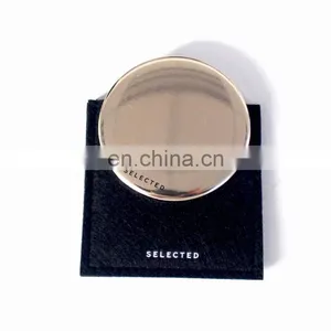 Custom Personalized Golden Round Pocket Mirror With Pouch thumbnail-1