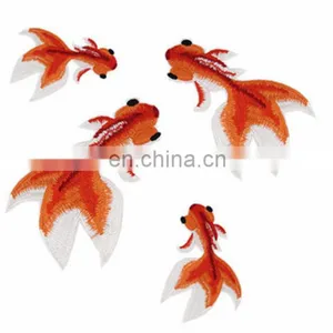 2017 New Style Exquisite Single Goldfish Embroidery Cloth Stickers Beige Fashion Personalized Patch in Stock thumbnail-3