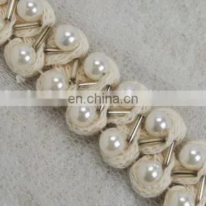 White Lace Peal Beaded Mesh Decorative Lace Trimming thumbnail-3