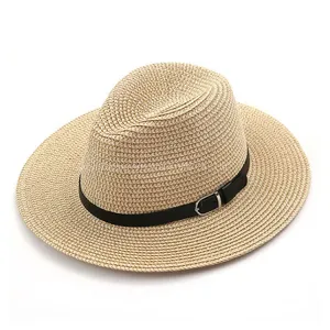 China Factory Cheap Wholesale Unisex Panama Straw Hats thumbnail-1