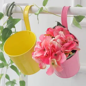 Metal Flower Pot Balcony Garden Planter Iron Hanging Flower Barrel thumbnail-2