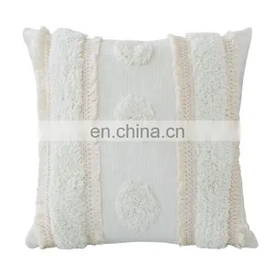 Wholesale Decorative Boho Style Sofa Use Throw Pillow Cushion Cover Boho Tufted Pillow Case With Lace thumbnail-3