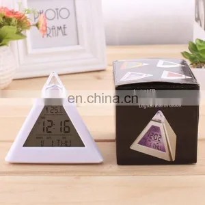 7 Colors Changed Night Lighting Digital Thermometer Triangle Digital Clock Led thumbnail-4