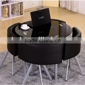 1+4 Square Glass Table Set Small Meeting Tables Dinning Talbes and Chair thumbnail-6