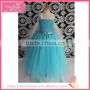 Pleated Skirt Royalblue Yarn Dress With Embroidered Rosette Waist Halloween Costume Gauze Dress Supplier's Choice thumbnail-5