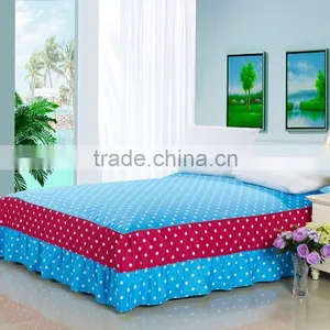 100% Cotton Red Lace Bed Skirt + Beautiful OEM Design + Reactive Printing Hotel Bed Skirt thumbnail-1