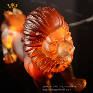 Customization Crystal Hand Carved Interior Decorative Lion King Sculpture Statue thumbnail-2