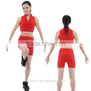 Smart Style Red Dance Ware Suits Tops & Shorts Women Dance and Yoga Practice thumbnail-1