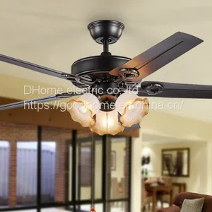 Retro Five Leaf Strong Wind Bedroom Lamp/Ceiling Fan Lamp/Iron Leaf（Wechat:13510231336） thumbnail-2