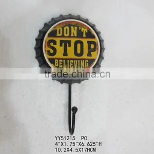 Vintage Beer Cap Embossed Metal Single Hook, Factory Cheap Metal Coat Hook thumbnail-1