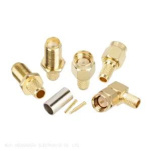 High Quality Full Brass RF Coaxial Straight SMA-J-3 Male Female Positive Electrode Crimp Connector for SYV50-3/RG58/3D-FB/LMR200 Cable thumbnail-3