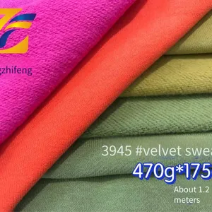 Guangzhifeng 3945# 470g Dense Velvet Cotton Sweatshirt Fabric With Brushed Back, Heavyweight, in Stock, Popular Autumn and Winter Trendy Outerwear Fabric thumbnail-2