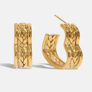 Non-Fade 18K Gold Plated Earrings - Tarnish Resistant Stainless Steel Fashion Jewelry thumbnail-2