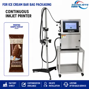 CIJ Inkjet Printer for Ice Cream Wrappers Plastic Film Bags Date Batch Code Printing thumbnail-1