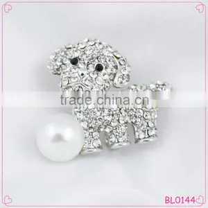 2015 Special Design Fashion Rhinestone Dog Brooches With Pearl Cute Brooch thumbnail-1