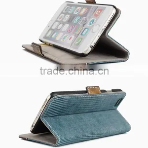 Genuine Leather & Denim Jean Flip Cell Phone Case/Booklet With Card Slots for IPhone 6/6plus for Lady/female Quality Choice thumbnail-5
