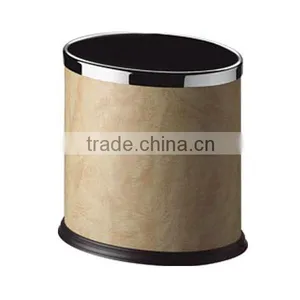 Waste Bin Wrapped in Faux Leather With Bezel Top thumbnail-2