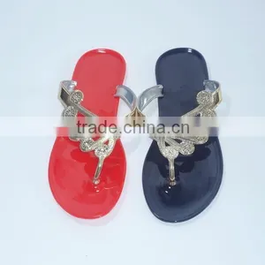 2015 Crystal Jelly Pvc Slipper Flip Flop Shoes for Lady Pvc Slipper thumbnail-1