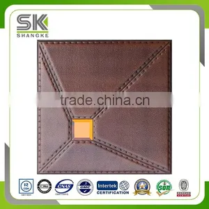 White Colored Simply Style Faux Leather 3D Tile For Home Decoration thumbnail-6